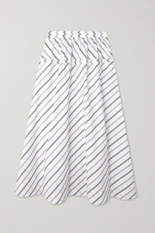 유럽직배송 토리버치 스커트 TORY BURCH Striped cotton-poplin midi skirt 33258524072807982