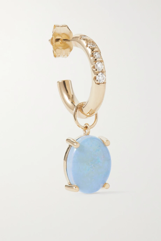 유럽직배송 WWAKE Recycled gold, opal and diamond single hoop earring 42247633208381988