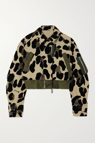 유럽직배송 사카이 자켓 SACAI Layered flocked leopard-print cotton-twill, shell and cotton-blend jacket 34344356237104851