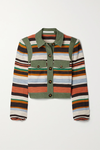 유럽직배송 베로니카비어드 자켓 VERONICA BEARD Lorelei cotton twill-trimmed striped knitted jacket 38063312420503487