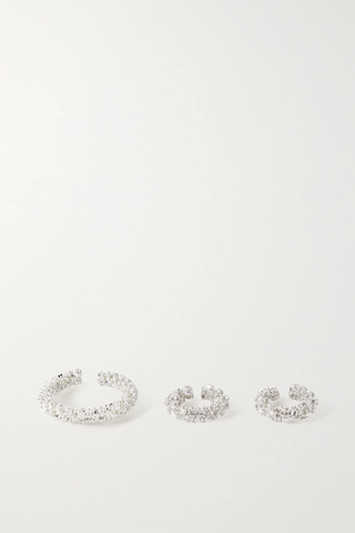 유럽직배송 마그다부트림 이어 커프 MAGDA BUTRYM Walnut set of three silver-tone crystal ear cuffs 33258524072227226