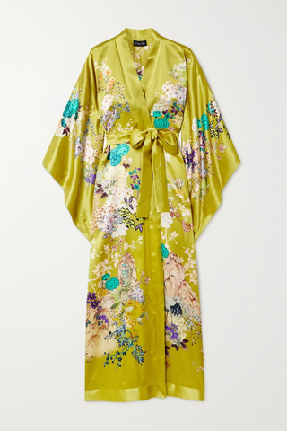 유럽직배송 MENG Belted floral-print silk-satin robe 38063312419378141