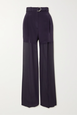 유럽직배송 피터 도 팬츠 PETER DO Belted paneled silk-blend satin and silk-chiffon wide-leg pants 32027475400289389
