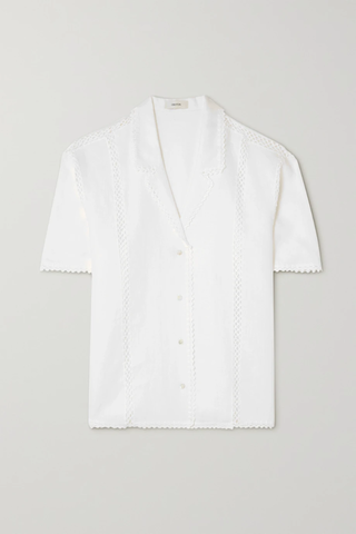 유럽직배송 오로톤 셔츠 OROTON Crochet-trimmed linen shirt 33258524072717282