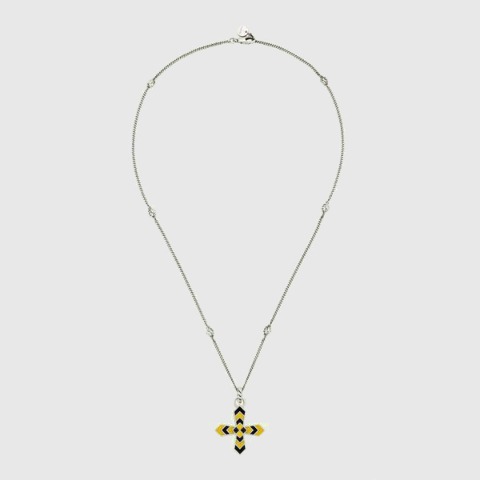 유럽직배송 구찌 목걸이 GUCCI Necklace with cross motif pendant 703652JAABH8490