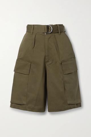 유럽직배송 베이식 BASSIKE Belted cotton-blend twill shorts 33258524072785542