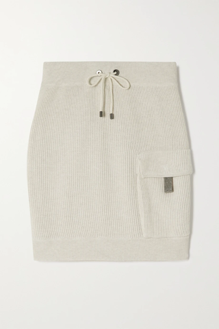 유럽직배송 브루넬로쿠치넬리 미니스커트 BRUNELLO CUCINELLI Bead-embellished ribbed cotton mini skirt 38063312420399709