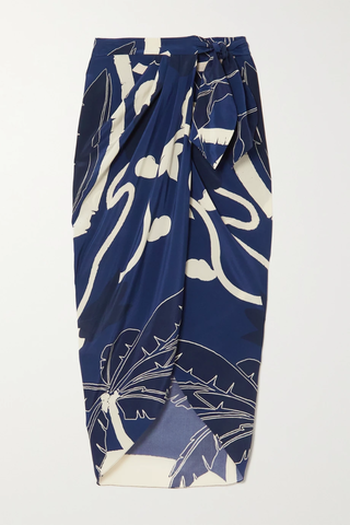 유럽직배송 요한나오르티츠 스커트 JOHANNA ORTIZ Dulce wrap-effect draped printed silk crepe de chine midi skirt 33258524072761269