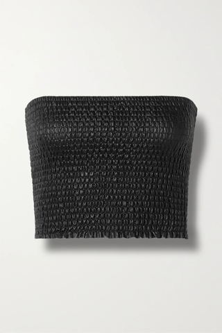 유럽직배송 COMMANDO Cropped shirred faux stretch-leather bandeau top 28941591746681617
