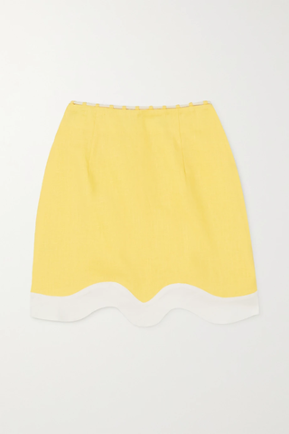 유럽직배송 스타우드 미니스커트 STAUD Arianna scalloped two-tone linen mini skirt 33258524072417542