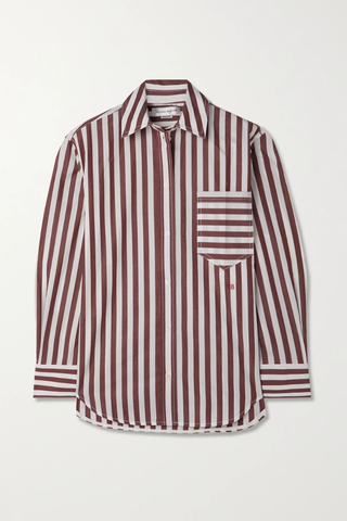 유럽직배송 빅토리아베컴 셔츠 VICTORIA BECKHAM Oversized embroidered striped cotton-poplin shirt 34344356236727466