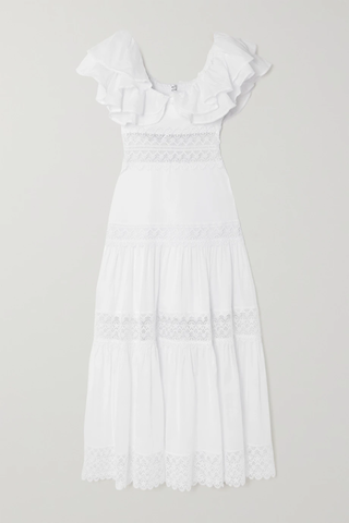 유럽직배송 CHARO RUIZ Florence ruffled tiered guipure lace-trimmed cotton-blend voile maxi dress 34344356237439083