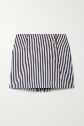 유럽직배송 미구엘리나 MIGUELINA Nicole button-embellished striped cotton-twill shorts 33258524072411369
