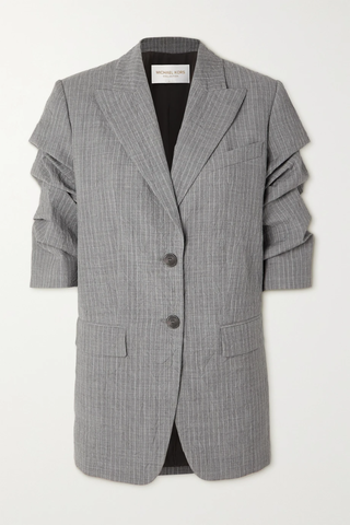 유럽직배송 마이클코어스콜렉션 블레이저 MICHAEL KORS COLLECTION Gathered pinstriped crinkled-wool blazer 29419655932420058