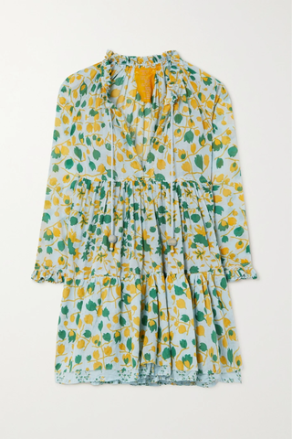 유럽직배송 YVONNE S Ruffled tiered floral-print cotton-voile mini dress 36093695689052369
