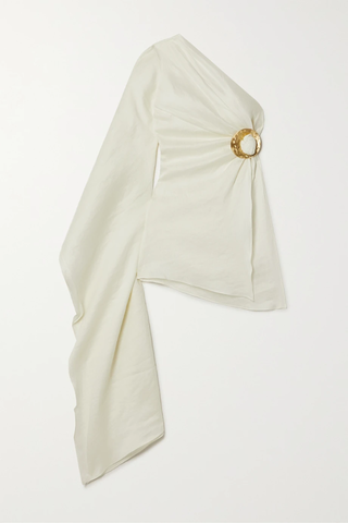 유럽직배송 컬트가이아 CULT GAIA Jadis asymmetric one-sleeve embellished linen-blend top 33258524072794967