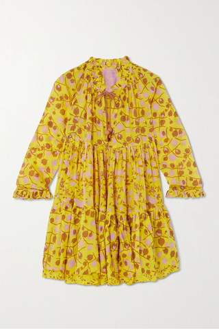 유럽직배송 YVONNE S Ruffled tiered floral-print cotton-voile mini dress 36093695689050946