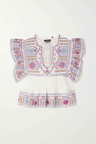 유럽직배송 이자벨마랑 블라우스 ISABEL MARANT Clover ruffled embroidered cotton-voile blouse 33258524072507459
