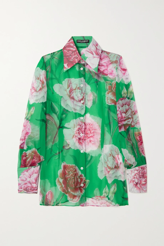 유럽직배송 돌체앤가바나 셔츠 DOLCE &amp; GABBANA Floral-print silk-chiffon shirt 34344356237022360