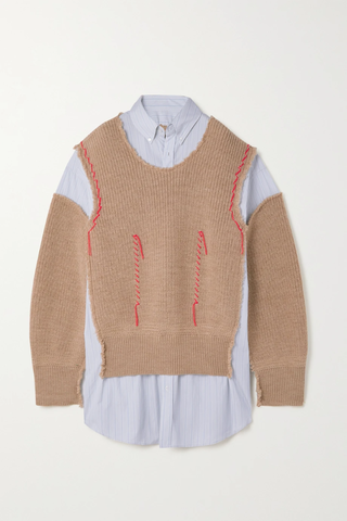 유럽직배송 메종마르지엘라 셔츠 MAISON MARGIELA Oversized distressed wool and striped cotton-poplin shirt 33258524072525784