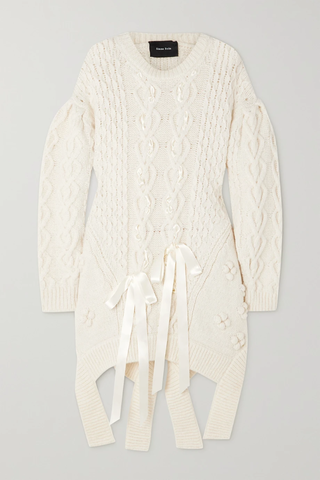 유럽직배송 시몬로샤 스웨터 SIMONE ROCHA Oversized open-back bow-detailed cable-knit sweater 33258524072406771