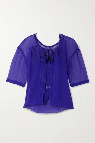 유럽직배송 드리스반노튼 블라우스 DRIES VAN NOTEN Lace-trimmed silk-blend crepon blouse 34344356236762527