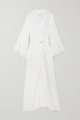 유럽직배송 I.D. SARRIERI Snow White lace-trimmed cotton-blend voile robe 28941591746701738