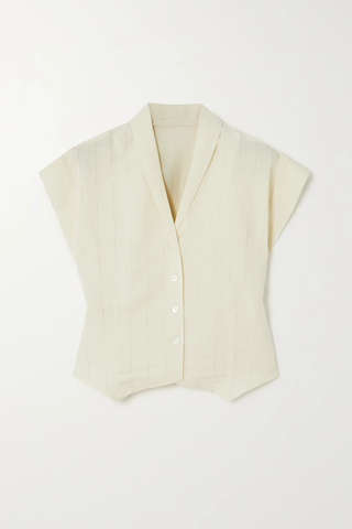 유럽직배송 지우리바 헤리티지 셔츠 GIULIVA HERITAGE The Adelaide perforated linen and cotton-blend shirt 33258524072549176