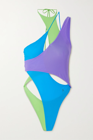 유럽직배송 아티코 THE ATTICO Asymmetric crystal-embellished paneled swimsuit 24772899113332415
