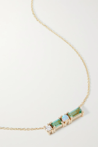 유럽직배송 WWAKE Pillar recycled gold multi-stone necklace 42247633208381984