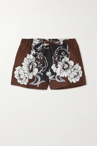 유럽직배송 발렌티노 VALENTINO Floral-print cotton and silk-blend twill shorts 33258524072485065
