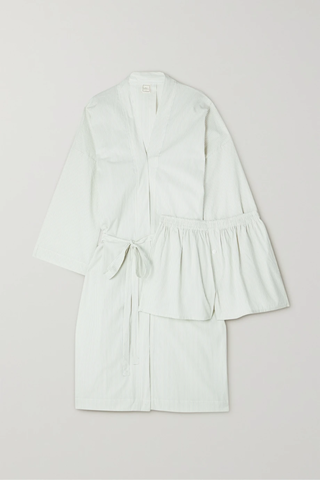유럽직배송 데이지 스튜디오 DEIJI STUDIOS The Apres striped organic cotton-poplin robe and shorts set 45666037504966057