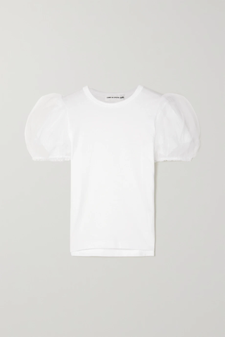 유럽직배송 꼼데가르송 티셔츠 COMME DES GARÇONS GIRL Tulle-trimmed cotton-jersey T-shirt 33258524072671056