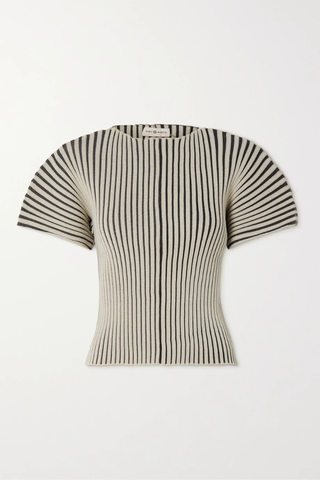 유럽직배송 토리버치 티셔츠 TORY BURCH Striped ribbed-knit T-shirt 33258524072807983
