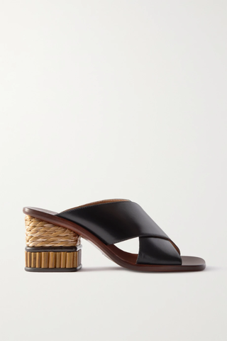 유럽직배송 끌로에 CHLOÉ Laia raffia-trimmed leather sandals 33258524072813561