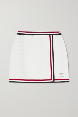 유럽직배송 톰브라운 미니스커트 THOM BROWNE Wrap-effect striped waffle-knit cotton mini skirt 29419655932418260