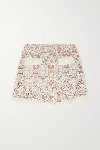 유럽직배송 셀프포트레이트 미니스커트 SELF-PORTRAIT Crystal-embellished guipure lace mini skirt 38063312420351797