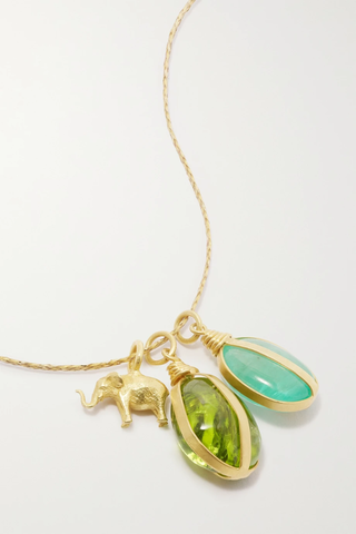 유럽직배송 피파스몰 목걸이 PIPPA SMALL 18-karat gold, cord, emerald and peridot necklace 36093695688957931