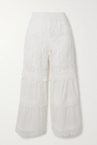 유럽직배송 웨이마리 팬츠 WAIMARI Chiara guipure lace and cotton-blend voile flared pants 36856120584973238