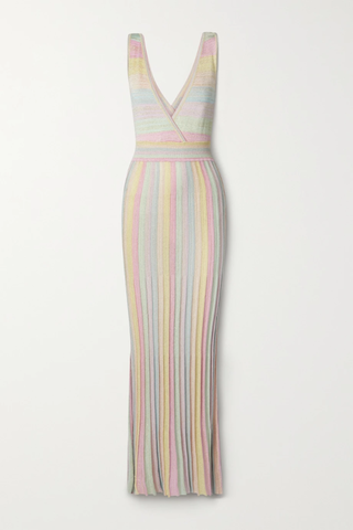 유럽직배송 러브샤크팬시 원피스 LOVESHACKFANCY Mylene metallic striped ribbed-knit maxi dress 42247633207923509
