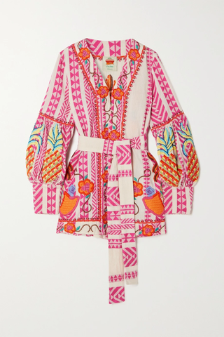 유럽직배송 팜리오 FARM RIO Belted embroidered cotton-jacquard jacket 38063312420568855