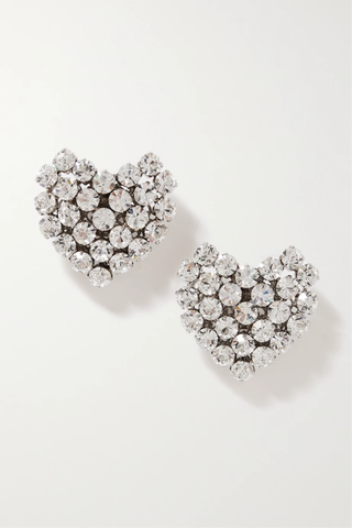 유럽직배송 알레산드라리치 클립 귀걸이 ALESSANDRA RICH Oversized silver-tone crystal clip earrings 38063312418406186