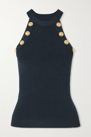 유럽직배송 발망 BALMAIN Button-embellished ribbed-knit tank top 42247633208900408