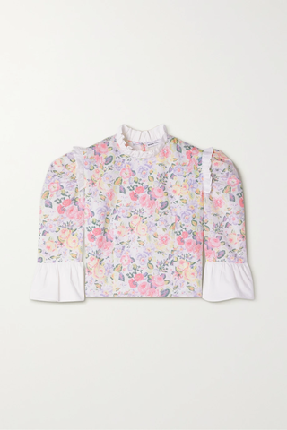 유럽직배송 바체바 블라우스 BATSHEVA + Laura Ashley cropped ruffled floral-print cotton-poplin blouse 38063312420368551