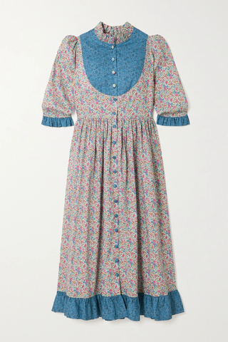 유럽직배송 O PIONEERS Tania ruffled floral-print cotton midi dress 36856120585378596