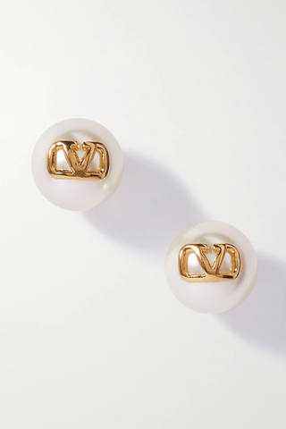 유럽직배송 발렌티노 귀걸이 VALENTINO Gold-tone faux pearl earrings 6630340698046394