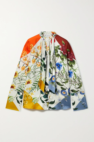 유럽직배송 오스카르데라렌타 셔츠 OSCAR DE LA RENTA Tie-neck floral-print silk-satin twill shirt 38063312420826227