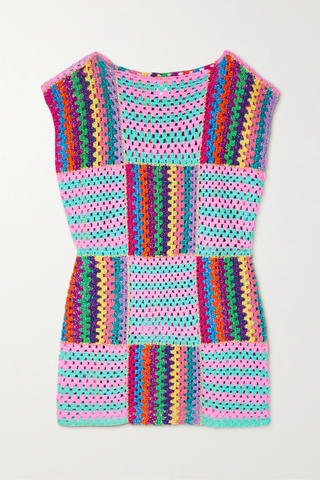 유럽직배송 로즈카민 ROSE CARMINE Patchwork metallic crochet-knit cotton tunic 36856120584981854