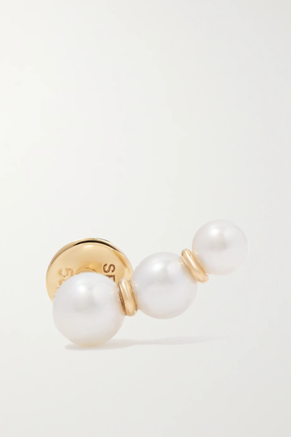 유럽직배송 소피빌리브라헤 귀걸이 SOPHIE BILLE BRAHE Trois Perle 14-karat gold pearl single earring 1647597277644429