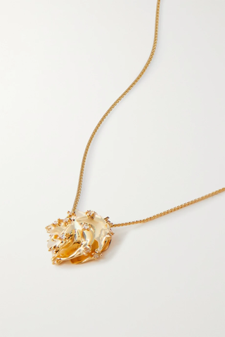 유럽직배송 보테가베네타 목걸이 BOTTEGA VENETA Fern gold-plated cubic zirconia necklace 42247633209049569